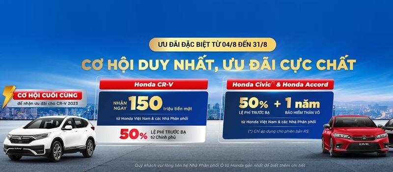 Honda CR-V nhan uu dai den 200 trieu dong trong thang 8/2023