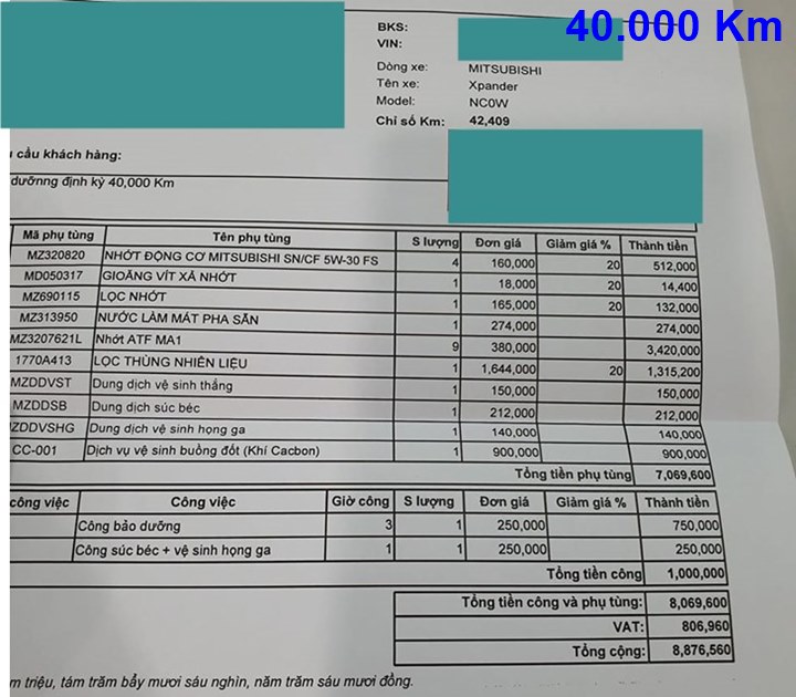 Chi phí bảo dưỡng định kỳ xe Mitsubishi Xpander theo các mốc KM - Ảnh 8