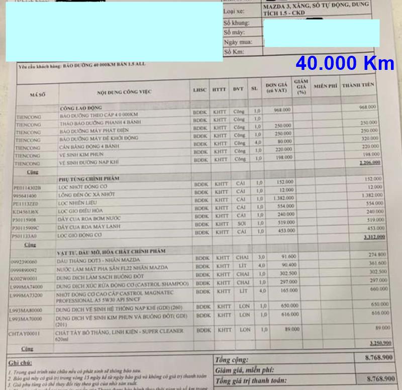 Chi phí bảo dưỡng định kỳ xe Mazda 3 theo các mốc KM - Ảnh 9