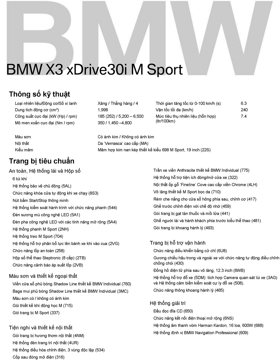 Thông số kỹ thuật và trang bị BMW X3 2019 mới tại Việt Nam - Ảnh 6