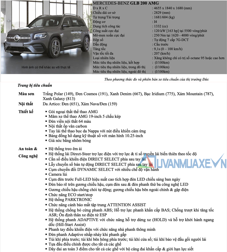 Thông số kỹ thuật và trang bị xe Mercedes GLB 200 4MATIC 2020 - Ảnh 8
