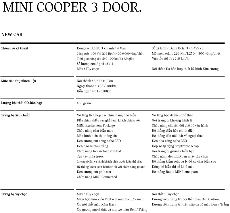 Thông số kỹ thuật và trang bị xe MINI Cooper 3 cửa tại Việt Nam - Ảnh 5
