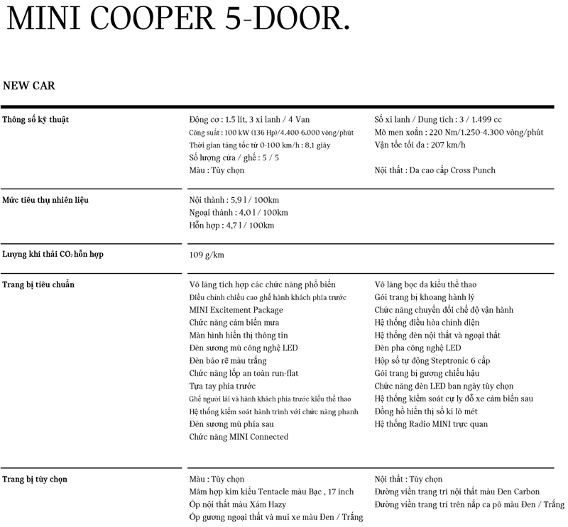 Thông số kỹ thuật và trang bị xe MINI Cooper 5 cửa tại Việt Nam - Ảnh 5